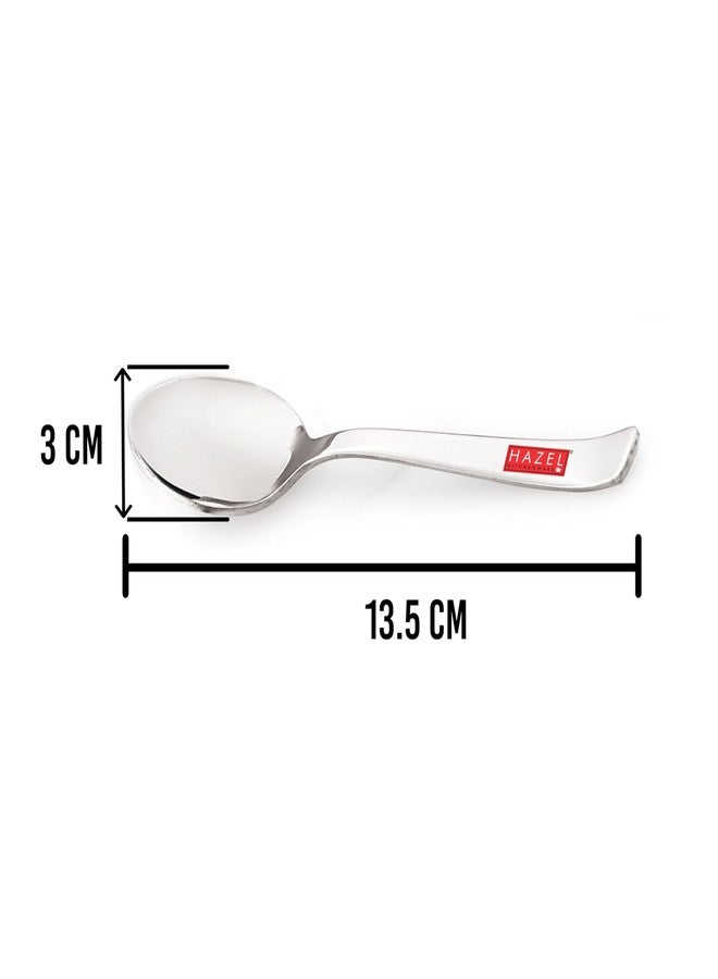 HAZEL Stainless Steel Small Spoons Set of 2 | Mini Spoon for Kids, Masala Jar, Spice Containers | 13.5 cm Baby Serving Spoon for Kitchen - Image 4